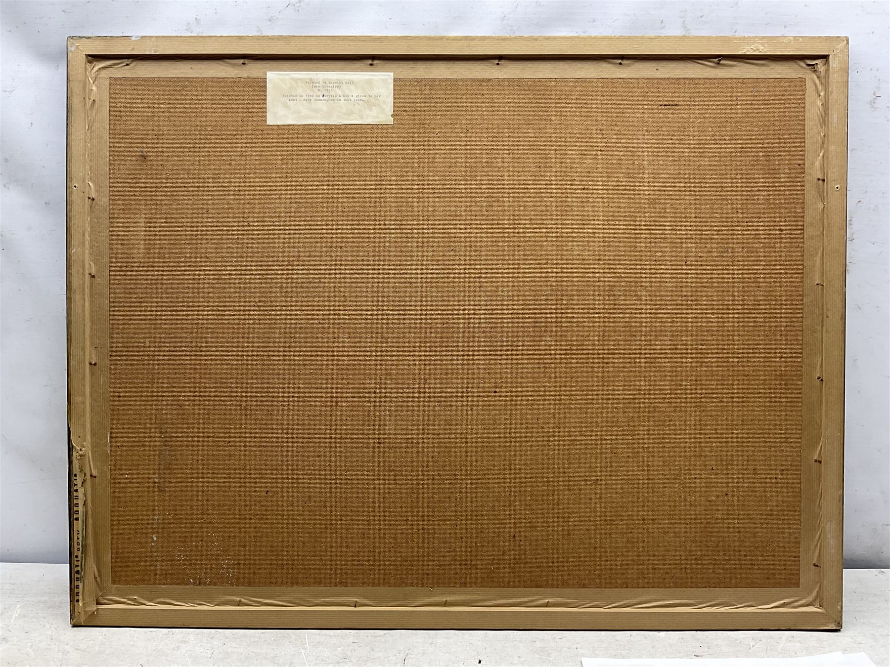 Harriet Dell nee Crossley (British 1945-): Purple Flowers, acrylic and oil on board unsigned, attributed on label verso 60cm x 80cm