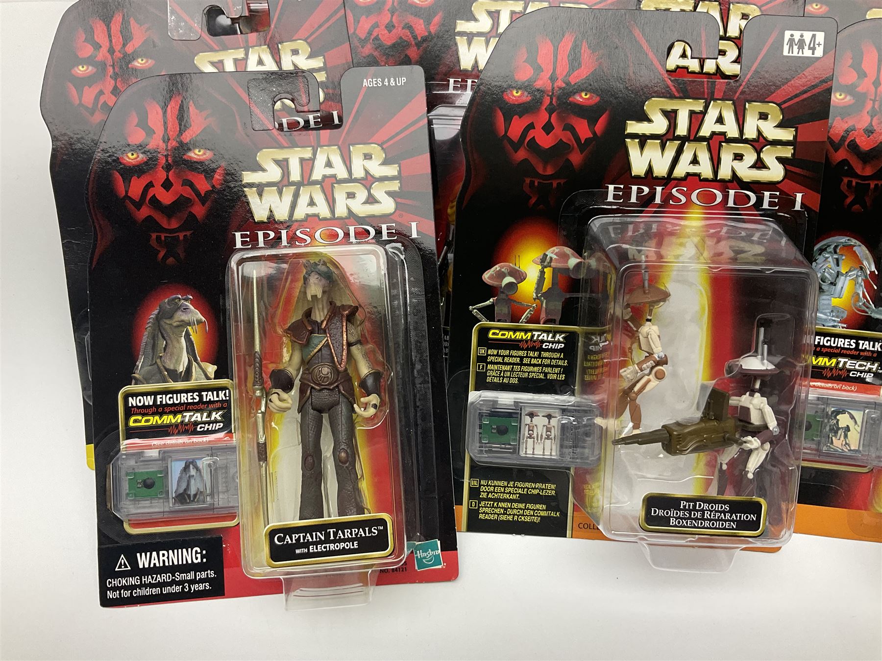 Star Wars - twenty-five 1998/1999 Star Wars Episode One figures and accessory sets by Hasbro in original card backed packaging; both Collection 1 and 2 with Electronic Commtalk reader for each figure's commtalk chip.