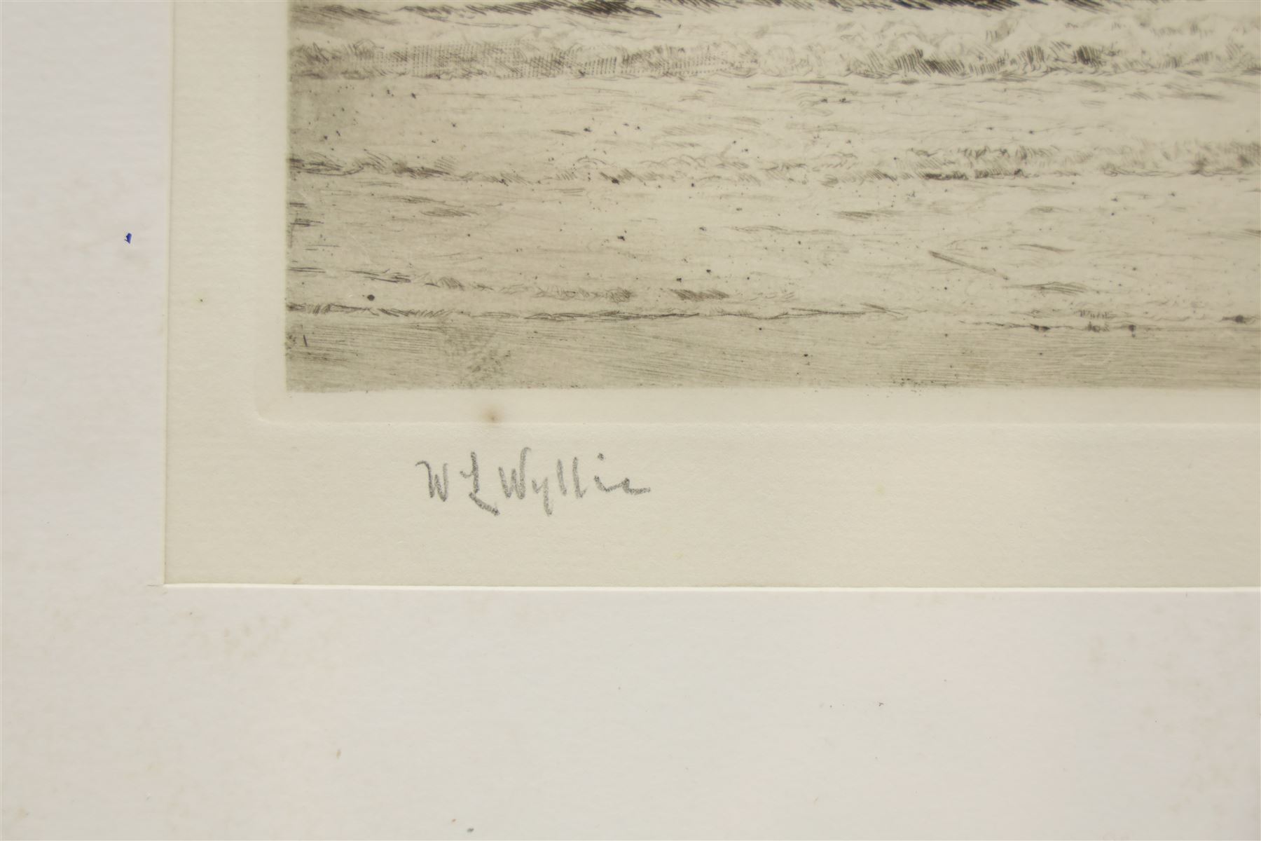 William Lionel Wyllie RA RWS (British 1851-1931): Cobles at Newbiggin - Northumberland, drypoint etching signed in pencil 21cm x 49cm