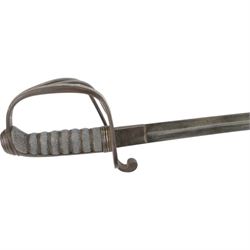 Victorian officer's sword, made by Dolan & Co, London, the 87cm single edge blade with makers mark 'Dolan & Co, St Martins Lane, London', steel swept two bar hilt, with wirebound fishskin grip, overall L102cm