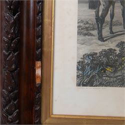 John Frederick Herring Senior (British 1795-1865): 'Fox Hunting - The Meet, The Find, The Run, The Kill',  set of four elephant folio aquatints by J. Harris, from Fores's National Sports, housed in ornate carved frames, aquatints 63cm x 114cm, overall size 88cm x 140cm (4)