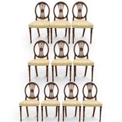 Bevan Funnell Reprodux - Regency design set of ten mahogany dining chairs, oval backs with...