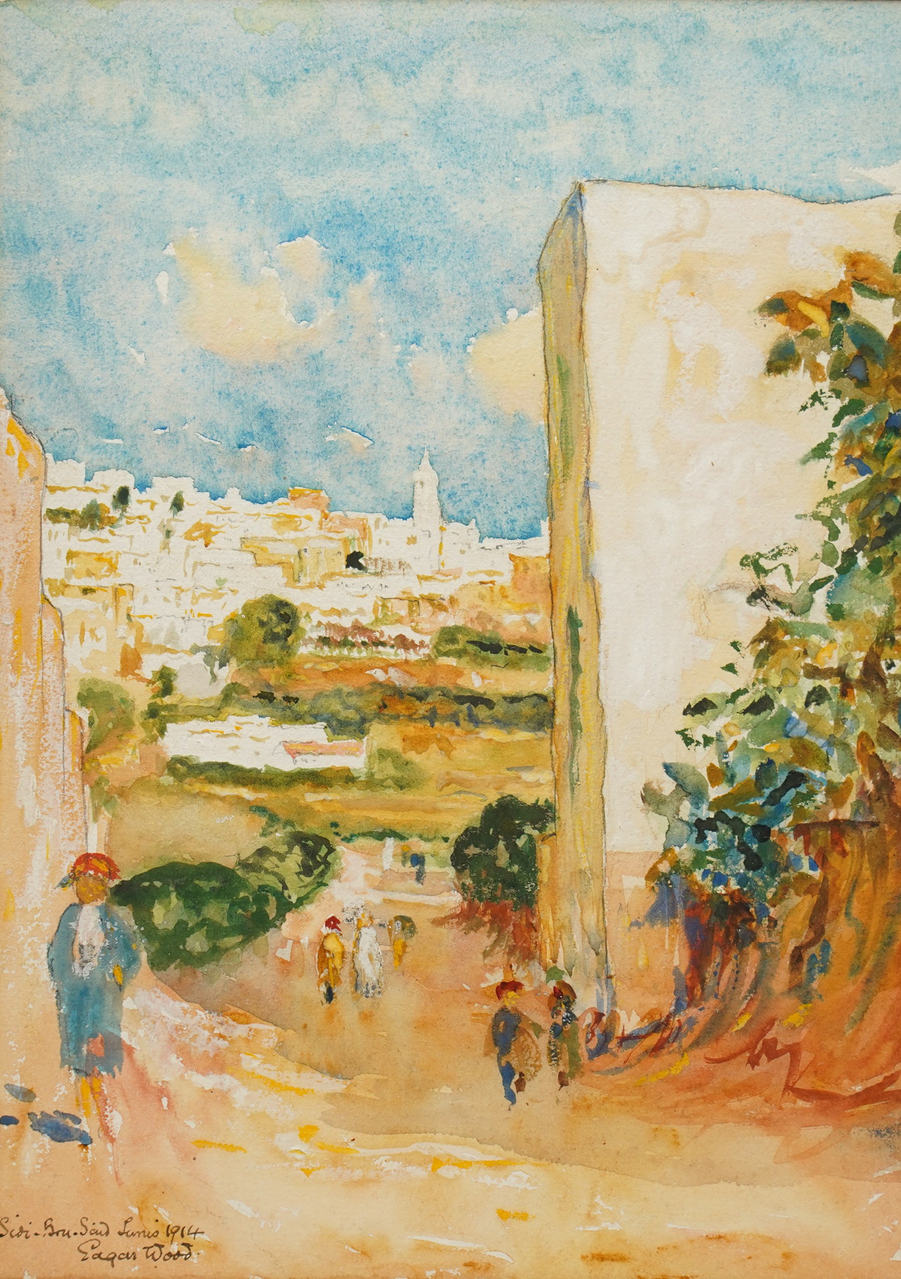 Edgar Wood (British 1860-1935): 'Sidi Bou Said - Tunisia', watercolour signed titled and dated 1914, 30.5cm x 22cm