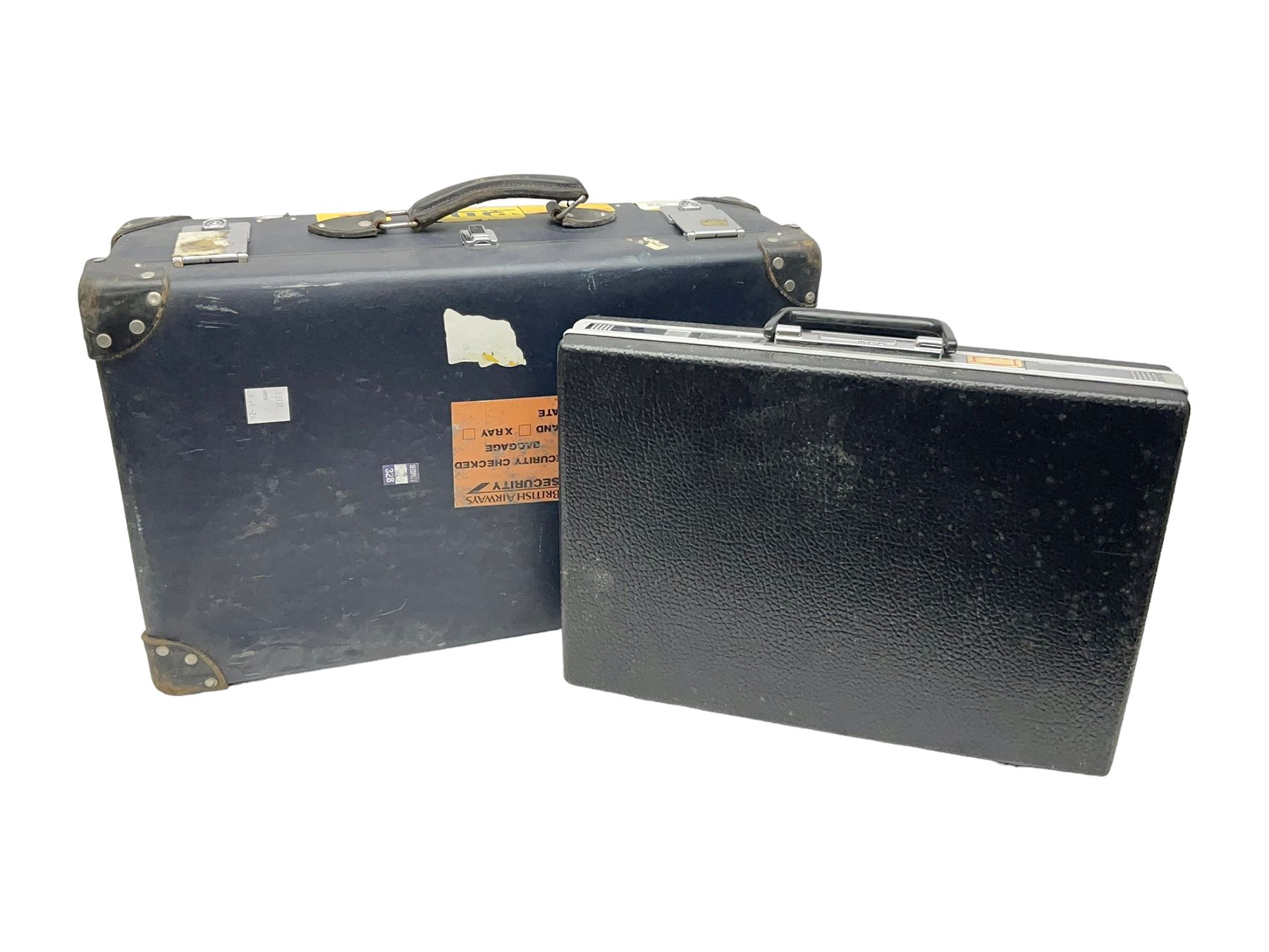 Vintage globetrotter suitcase, together with hard-shell brief case