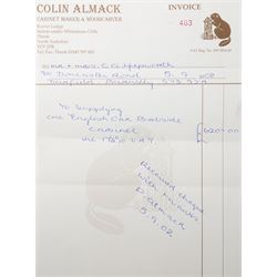 Beaverman - pair of oak bedside cabinets, each with plain rectangular top over single drawer and cupboard below with fielded panels and wrought iron hardware, with signature carved beaver, by the workshop of Colin Almack, Thirsk