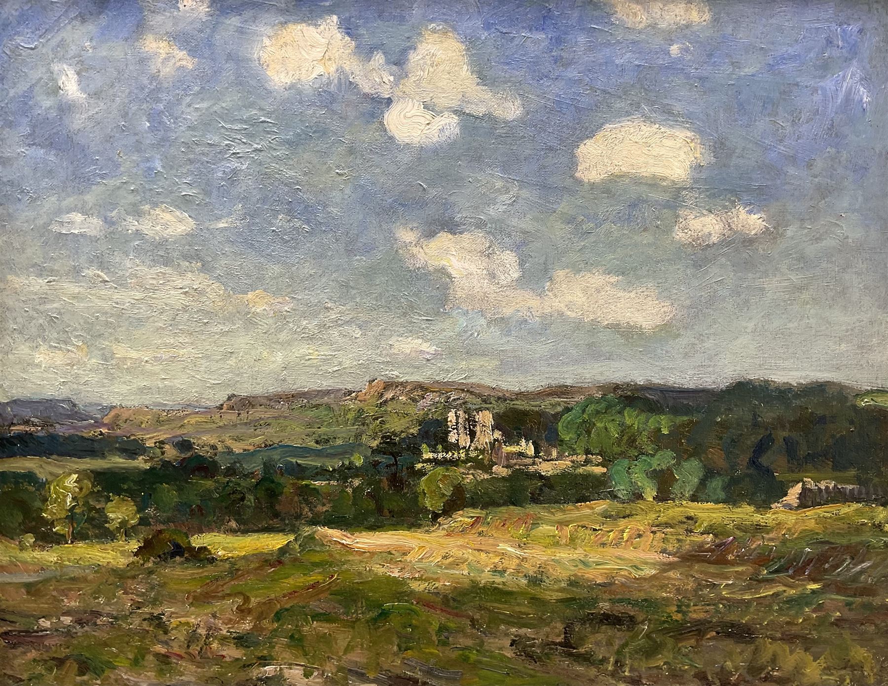 Reginald Grange Brundrit RA ROI (British 1883-1960): 'Castle Bolton', oil on canvas, signed and titled verso 35cm x 45cm
