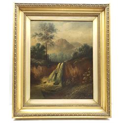 Cecil A Wallinger (Scottish 19th century): 'The Falls of Foyers Scotland', oil on canvas signed, titled verso 49cm x 39cm