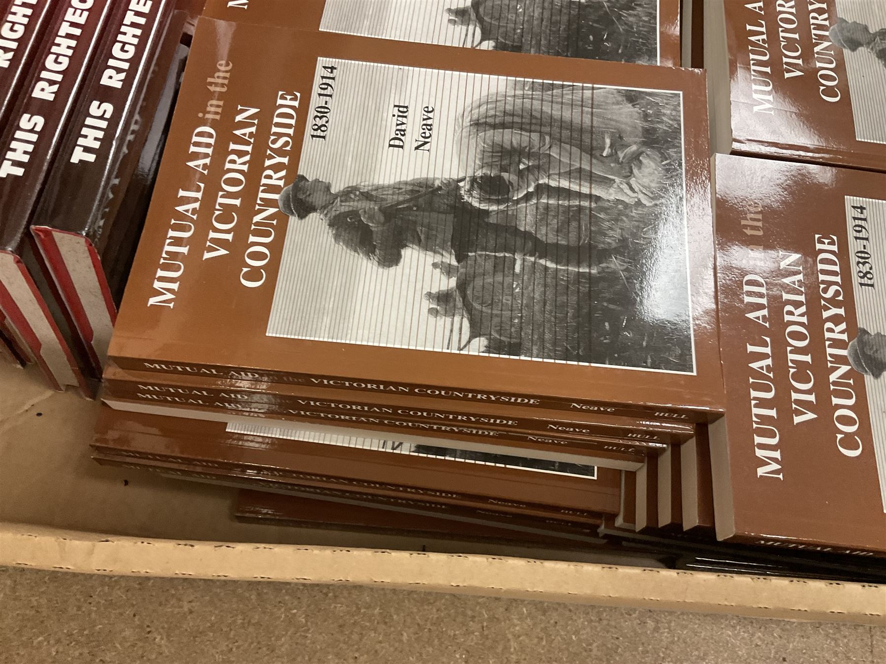 Books - Thirty seven copies of Mutual Air in the Victorian Countryside 1830-1914 by David Neave, four copies of Voices of Hull Real-Life Stories from the Hull City Play edited by Trevelyan Wright, four copies of The Journal of Surgeon Cass Aboard the Whaler 'Brunswick' of Hull, 1824 edited by A G Credland, four copies of This Righteous War by B S Barnes, four copies of Flying Sail Humber Keels and Sloops by Michael E Ulyatt, four copies of Old Beverley by Philip Brown, etc., in two boxes 