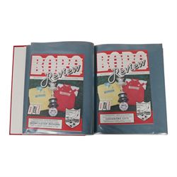 Comprehensive collection of approximately one hundred and seventy Scarborough FC football programmes for the 1990/91, 1991/92 and 1992/93  seasons, all filed within six dedicated Scarborough FC red Home and Away binders