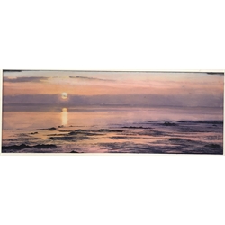 Wendy Corbett (British 1953-): Sunset on the Coast, watercolour signed 23cm x 63cm (mounted)