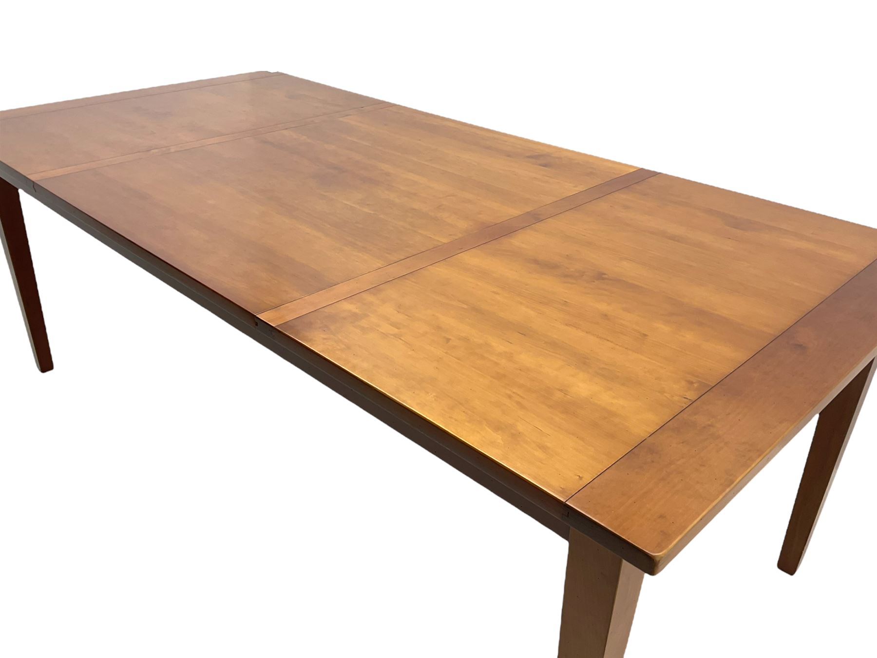 Grange Furniture cherry wood dining table, and eight chairs with rush seats