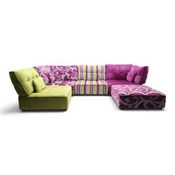 Fama - 'Arianne Love' modular sofa, comprising five sections; two corner 'C' sections, seat 'A' section and footstool, raised on bun feet