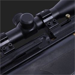 Hatsan AT44-10 air rifle, .22 cal, Max pressure 200 bar, serial number 041420511, fitted with 3-12x50 scope, L118cm