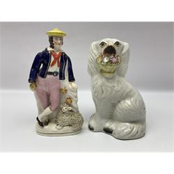 Victorian Staffordshire style ceramics, including frog mug, two pastel burners, animal figures, etc 