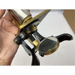  Brass field microscope, together with a cased microscope and twenty five microscope slides