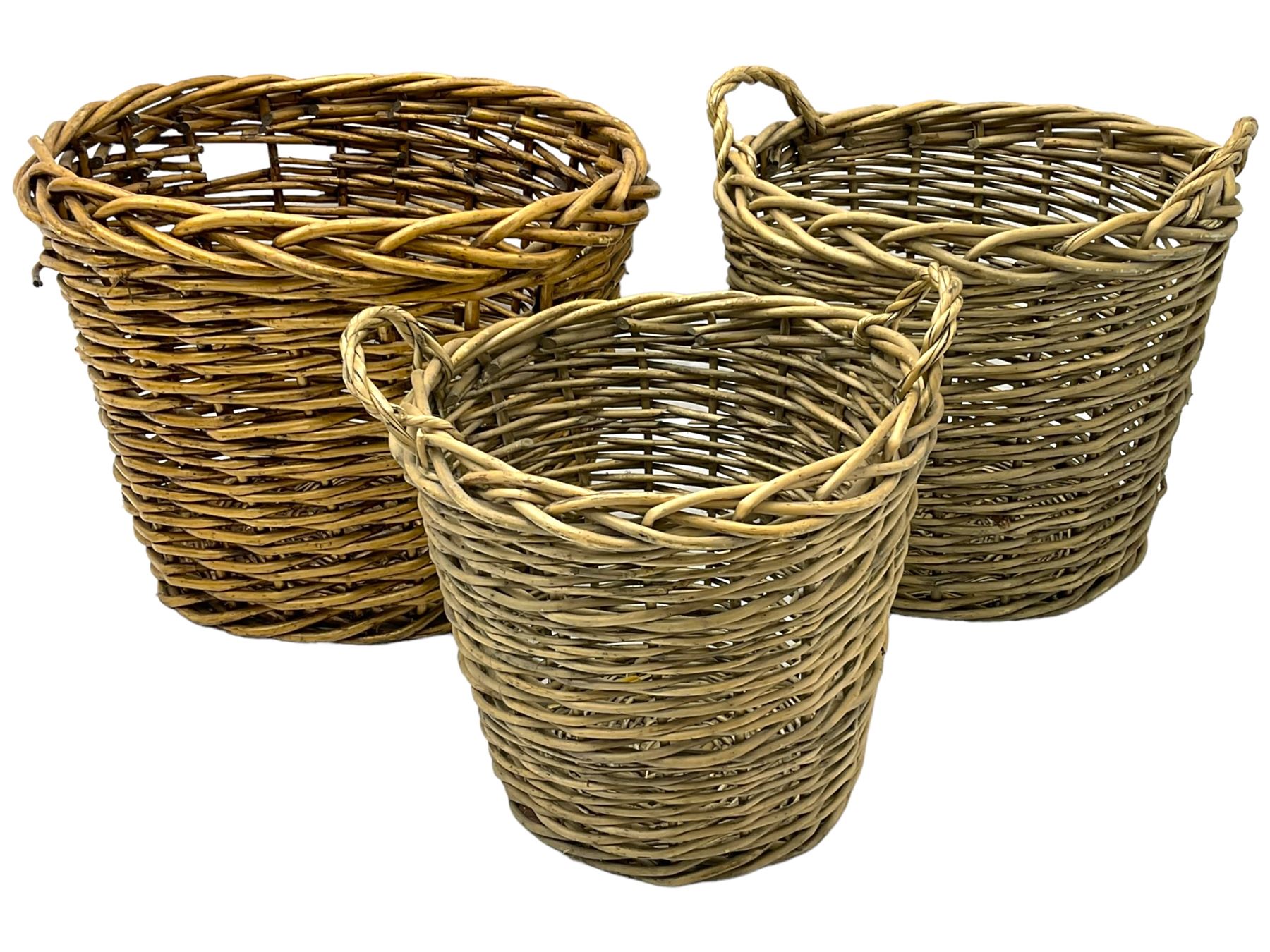 Three graduating wicker baskets (the largest - D55cm, H40cm)