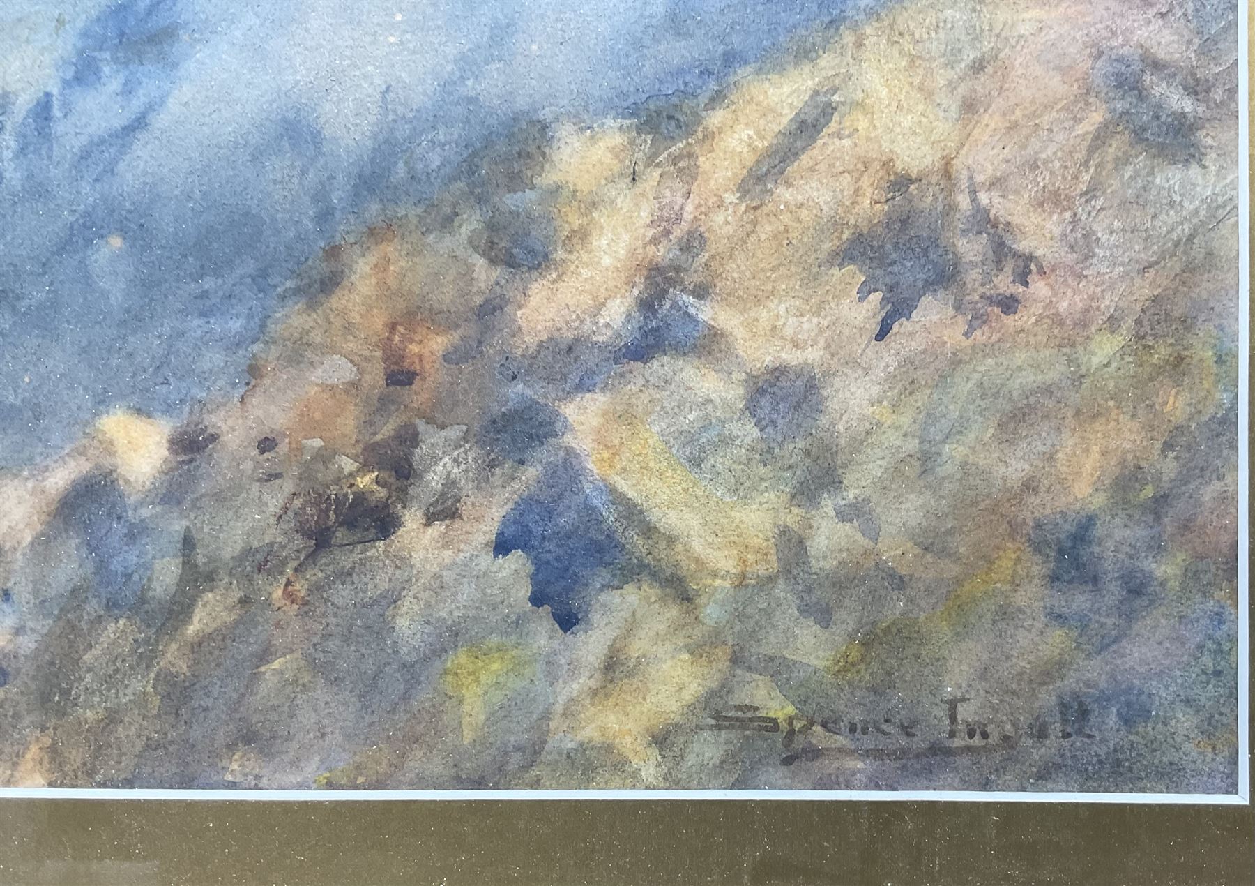 John Spence Ingall (Staithes Group 1850-1936): Shepherd and Flock on Clifftop - Middle East, watercolour signed 33cm x 47cm