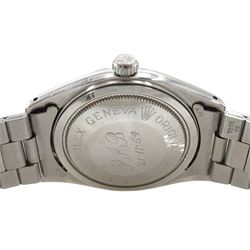 Tudor Oyster Prince 'Tuxedo' rotor self-winding gentleman's stainless steel wristwatch, black and white dial, on Rolex oyster bracelet