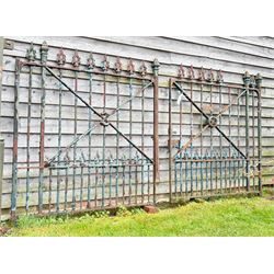 Pair of 19th century  cast and wrought iron driveway gates by Walker of York, removed from...