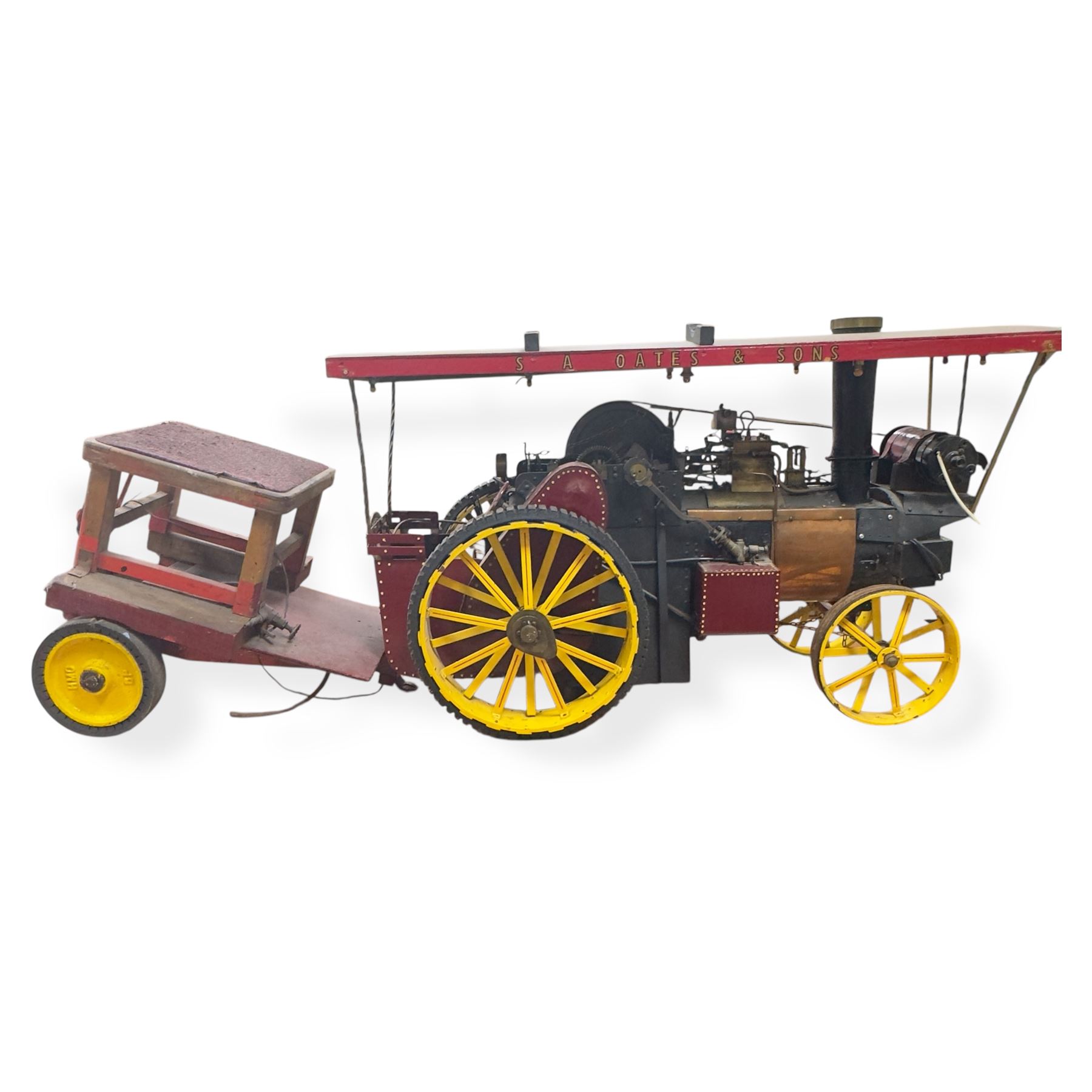 Mid-20th century scratch-built red and yellow painted live-steam