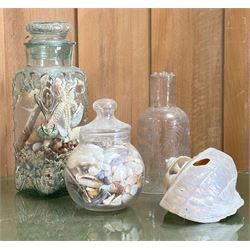 Early 20th century moulded glass confectionary jar with cartouche and scrolled decoration,...