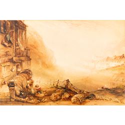 Henry Barlow Carter (British 1803-1867): 'Staithes', watercolour signed titled and dated 1...