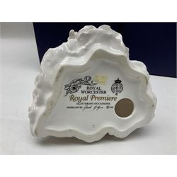 Two Royal Worcester figures, comprising A Gift of Love from the Age of Romance Series, limited edition 325/500, with certificate and original box and Royal Premier from the Glittering Occasions series, with original box 