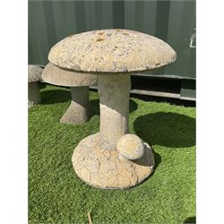 Set of five cast stone garden mushrooms - THIS LOT IS TO BE COLLECTED BY APPOINTMENT FROM DUGGLEBY STORAGE, GREAT HILL, EASTFIELD, SCARBOROUGH, YO11 3TX