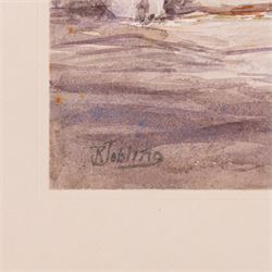 Robert Jobling (Staithes Group 1841-1923): Cottage Interior, watercolour signed 24cm x 32cm (mounted)