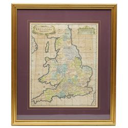 Robert Morden (British c.1650-1703): 'Britannia Saxonica' and  'Warwickshire', two 17th/18th century engraved maps with hand-colouring max 38cm x 31cm (2)