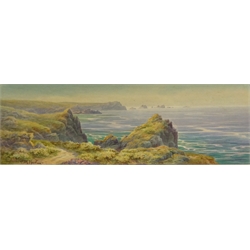  C M Hart (Early 20th century): Cornish Coast, watercolour signed 17cm x 52cm  