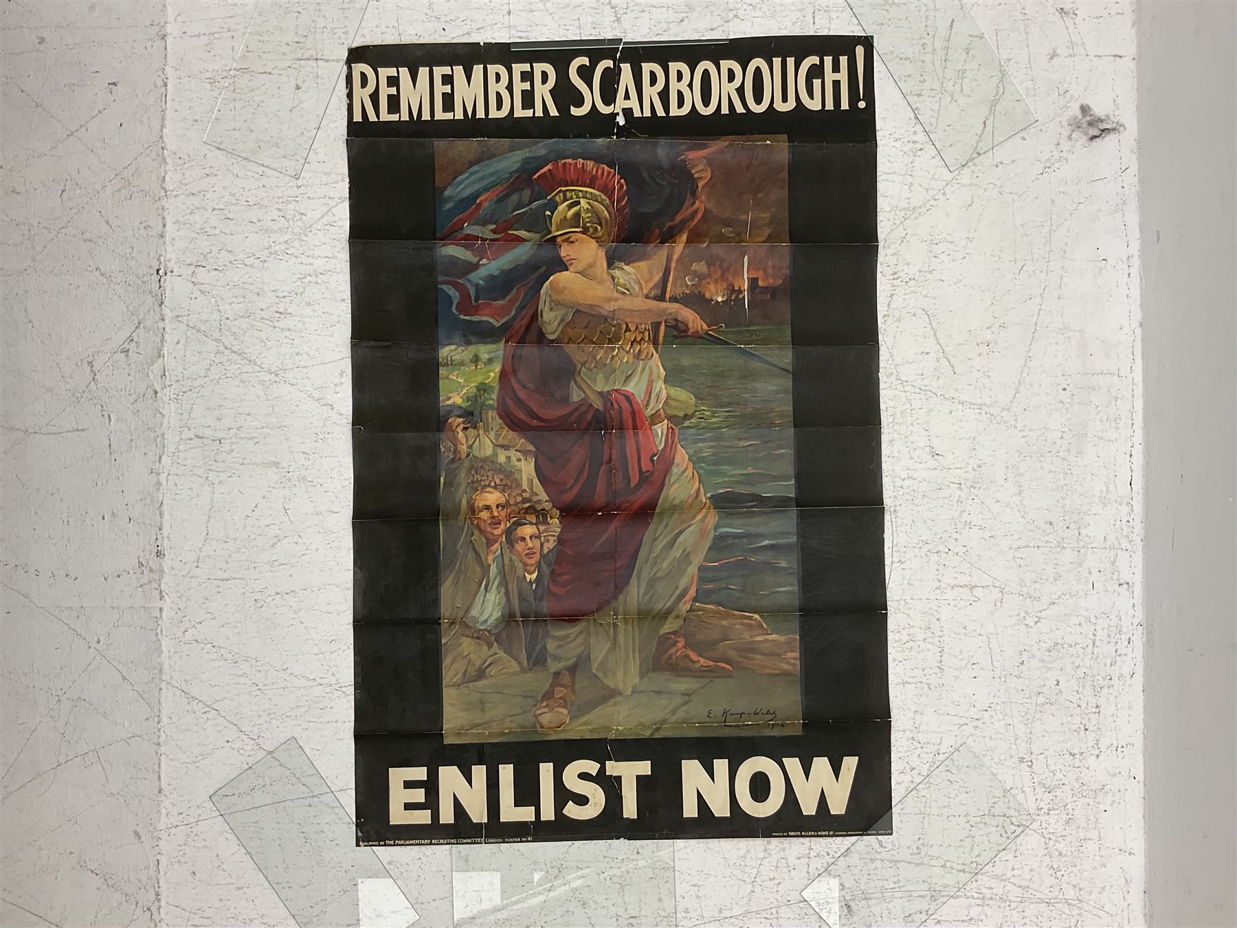 Edith M Kemp-Welch (British 1870-1941): 'Remember Scarborough! Enlist Now', rare original Parliamentary Recruiting Committee poster No. 41, circa 1915, printed by David Allen 149 x 98cm