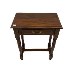 Small mahogany side table with single drawer