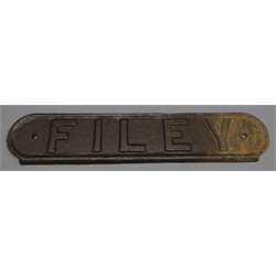  Edwardian cast iron 'Filey' Railway Sign, L55.5cm  