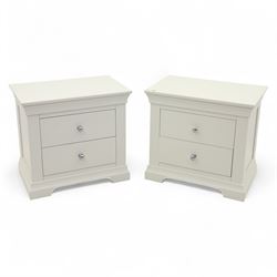 Coxwold Company - pair of white painted jumbo bedside cabinets, with two deep drawers and ...