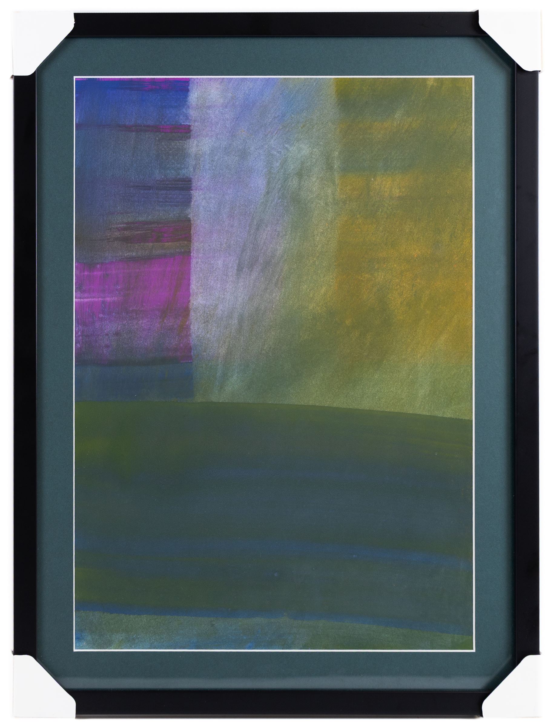 Makiko (Japanese Contemporary): Abstract in Green and Purple, watercolour unsigned 50cm x 35cm 
