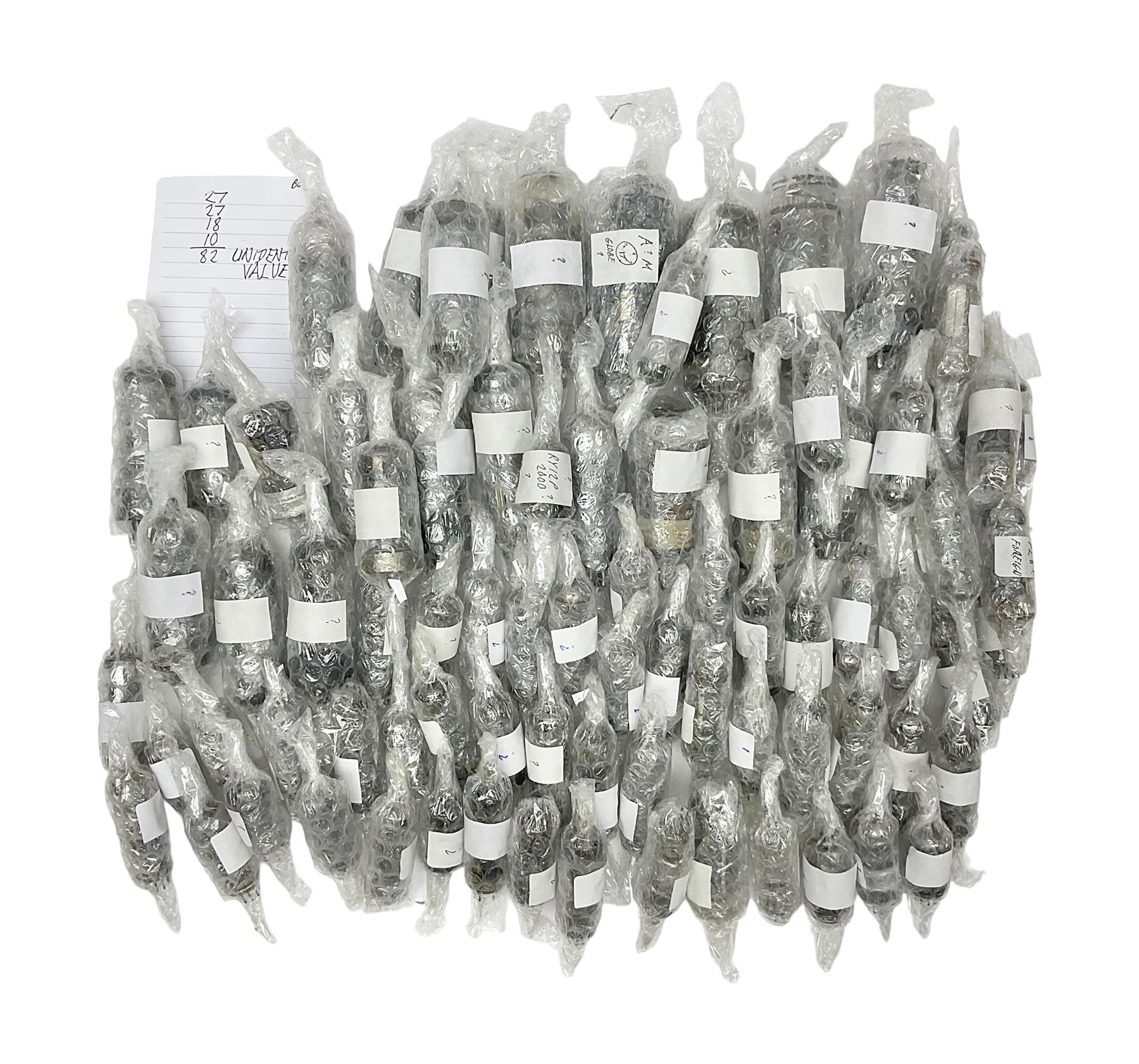 Collection of thermionic radio valves/vacuum tubes, approximately 82 