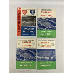Fourteen football programmes for International matches 1949-66 including England v Ireland Youth International at Boothferry Park Hull May 14th 1949; eight England v Scotland at Wembley, Hampden Park, Newcastle etc; England v Portugal October 25th 1961; England v Austria May 10th 1967 etc (14)