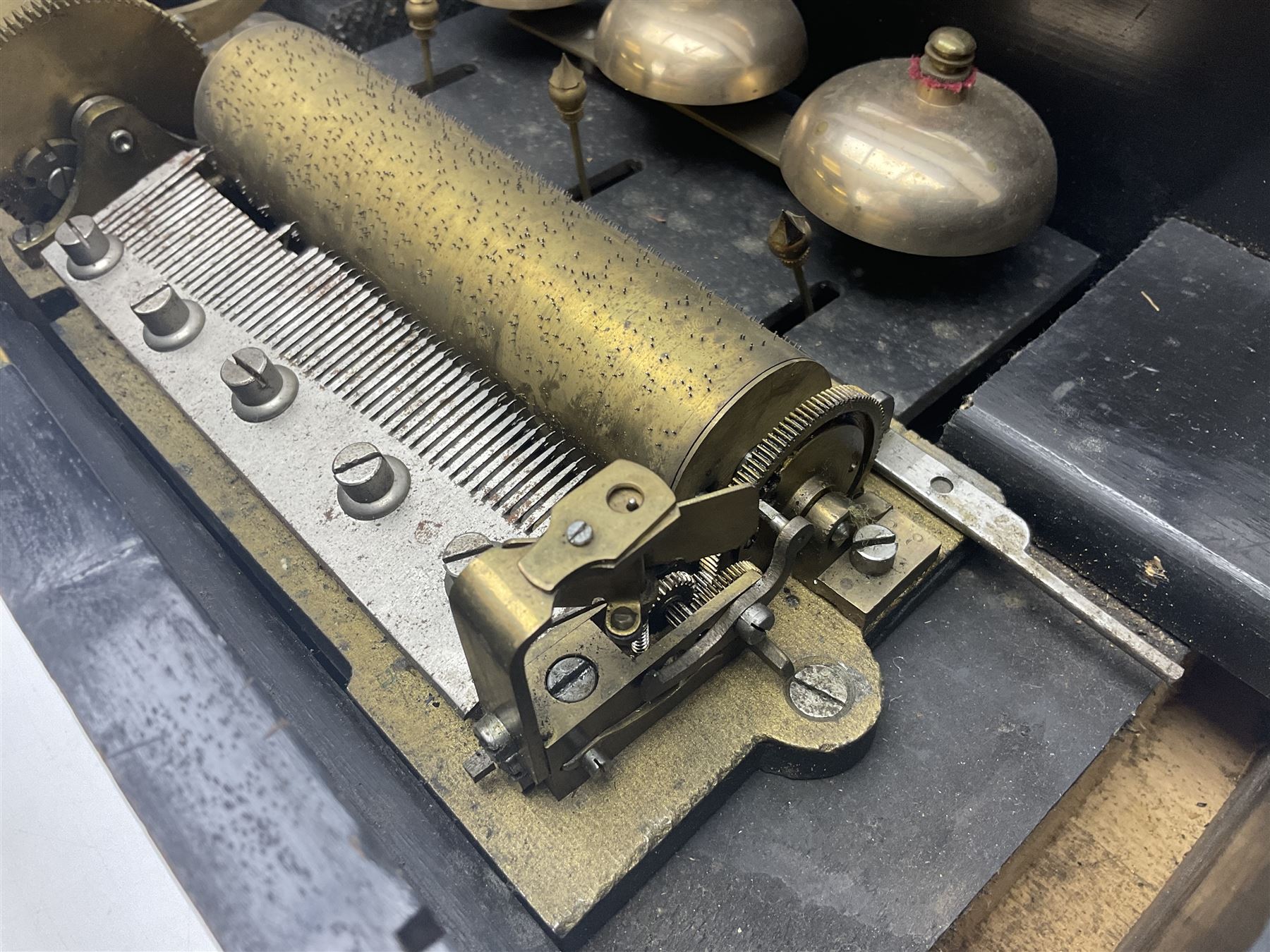 Swiss - Three 19th-century cylinder music boxes suitable for spares or repair.