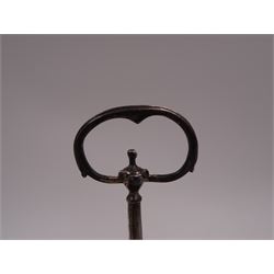 Late 18th century silver cruet stand, of oval form, with pierced sides upon four bun feet, hallmarked to handle Hester Bateman, all other hallmarks indistinct, together with five matched silver mounted cut glass cruet bottles, including some later Victorian examples, hallmarks predominantly indistinct, stand H20cm