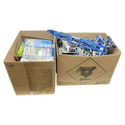 Very large collection of Lego, predominantly loose but some part constructed models, including Lego City, Lego Technic, Chima, Arctic 5, train set, mobile crane etc; together with numerous instruction booklets and some empty boxes; contained in two large cardboard boxes with gross weight of over 24kgs