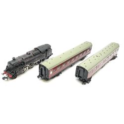 Hornby Dublo - two-rail 2022 'The Caledonian' Passenger Set LMR with Duchess Class 4-6-2 locomotive 'City of London' No.46245 with tender, two coaches and track, box base only, no lid; 4MT Standard 2-6-4 Tank locomotive No.80033 with two Talisman coaches and track in 2019 Goods Train Set box; four unboxed wagons, quantity of track, crane and buffer stops.