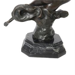 After Felix Maurice Charpentier, 'L`Etoile Filante', bronze sculpture of a female nude, with cast signature and J.B. Deposee foundry mark, upon canted marble base, H30cm
