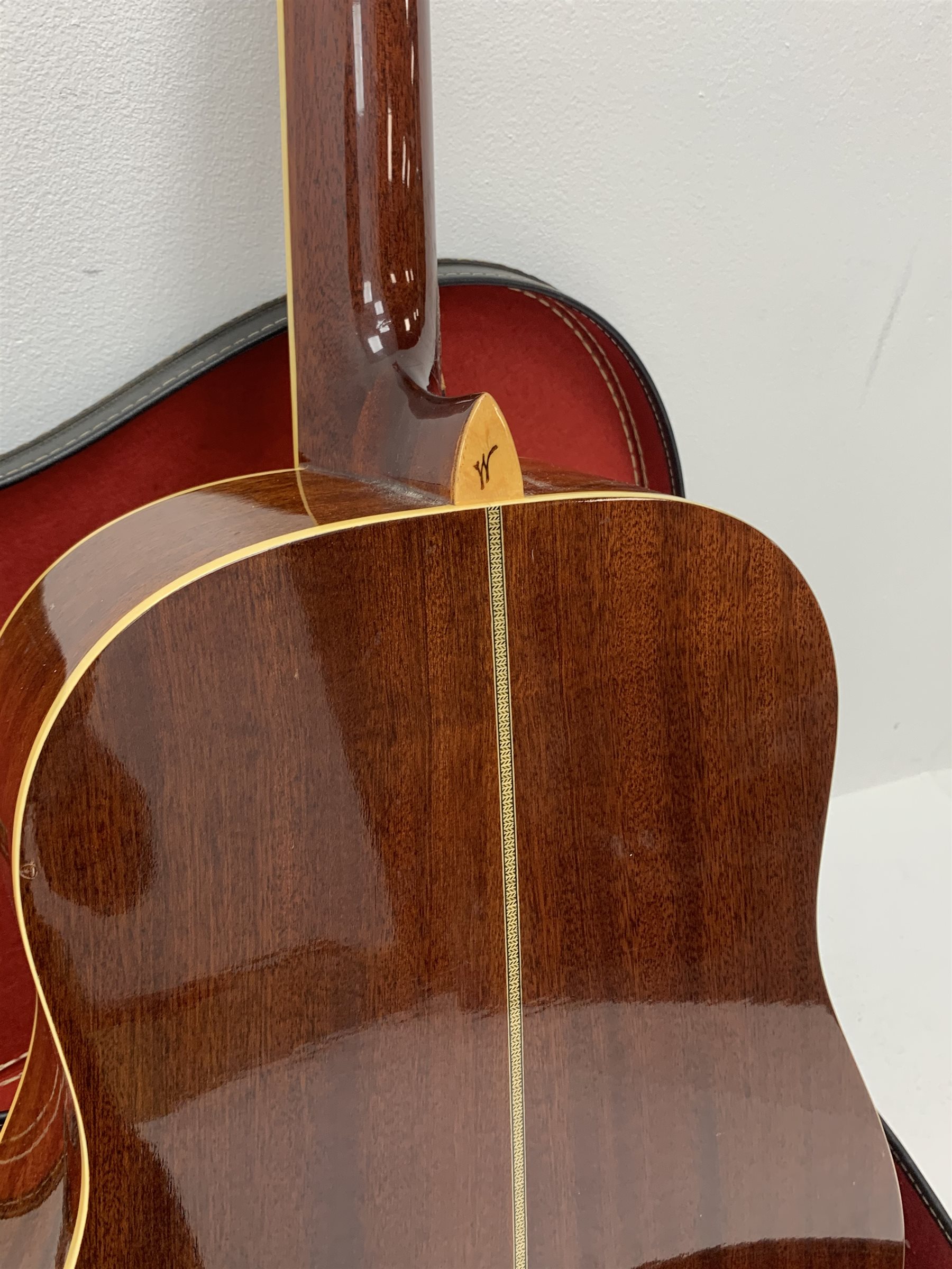 1995 George Washburn acoustic guitar D-34S model no. 9511002, in carrying case 
