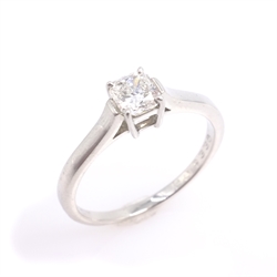  Tiffany & Co platinum diamond ring, princess cut diamond 0.62 carat stamped PT950 with original diamond certificate, receipt and box  