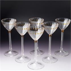 Otto Prutscher (1880-1949) - set of six early 20th century crystal wine glasses with citri...