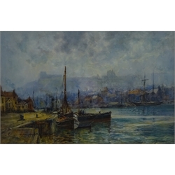  Frank (Frederick) William Scarborough (British 1860-1939): 'Old Fish Quay Whitby', watercolour signed and titled 34cm x 52cm  