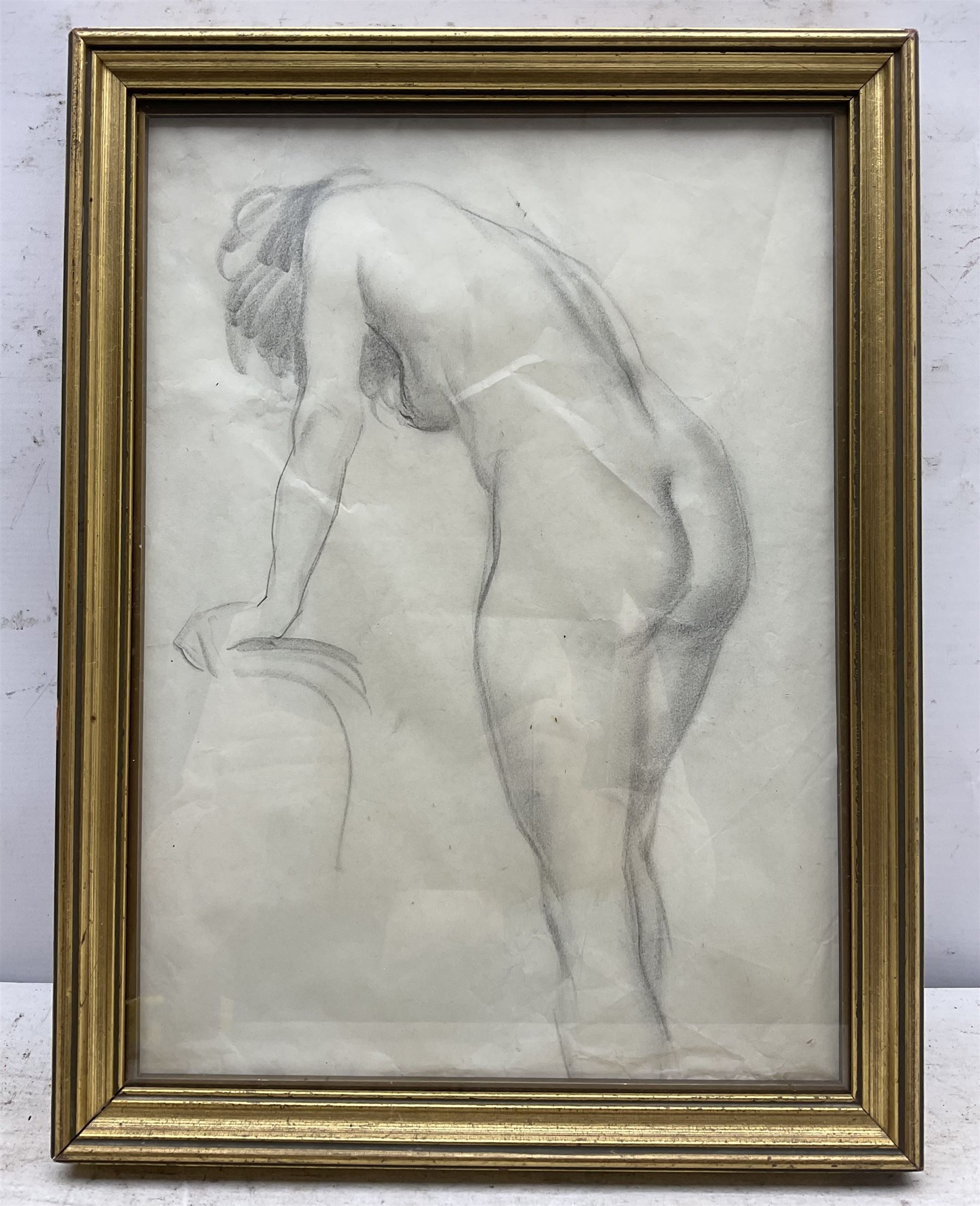 John Richard Townsend (British 1930-): 'The Artists Wife (Tina)' Female Nude Standing, pencil sketch unsigned, inscribed verso 37cm x 27cm 
