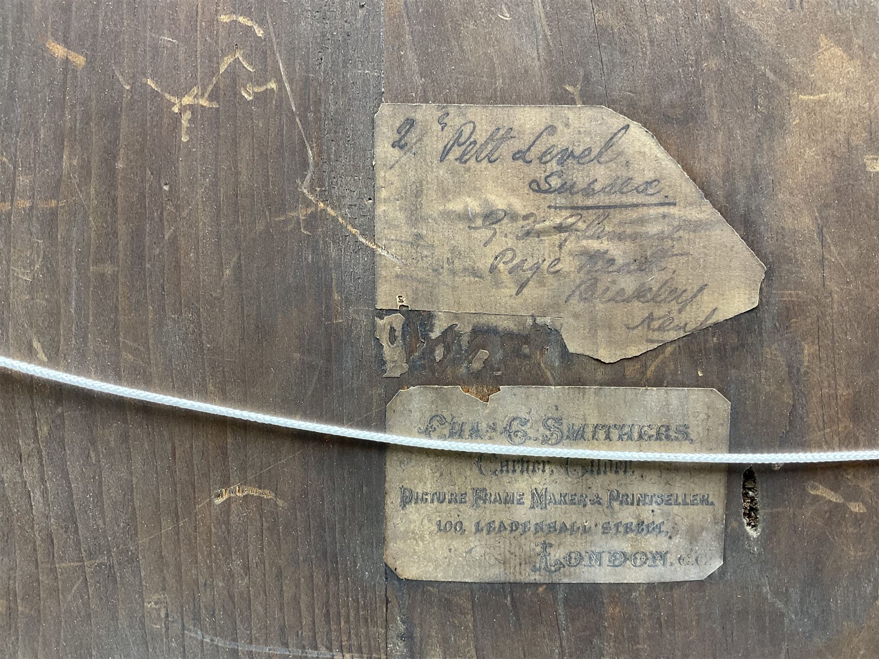 George F. Glennie (British fl.1861-1882): 'Coast Nr. Rye' & 'Pett Level Sussex',  pair monochrome watercolours signed and dated 1875, original title labels verso 24cm x 49cm (2)