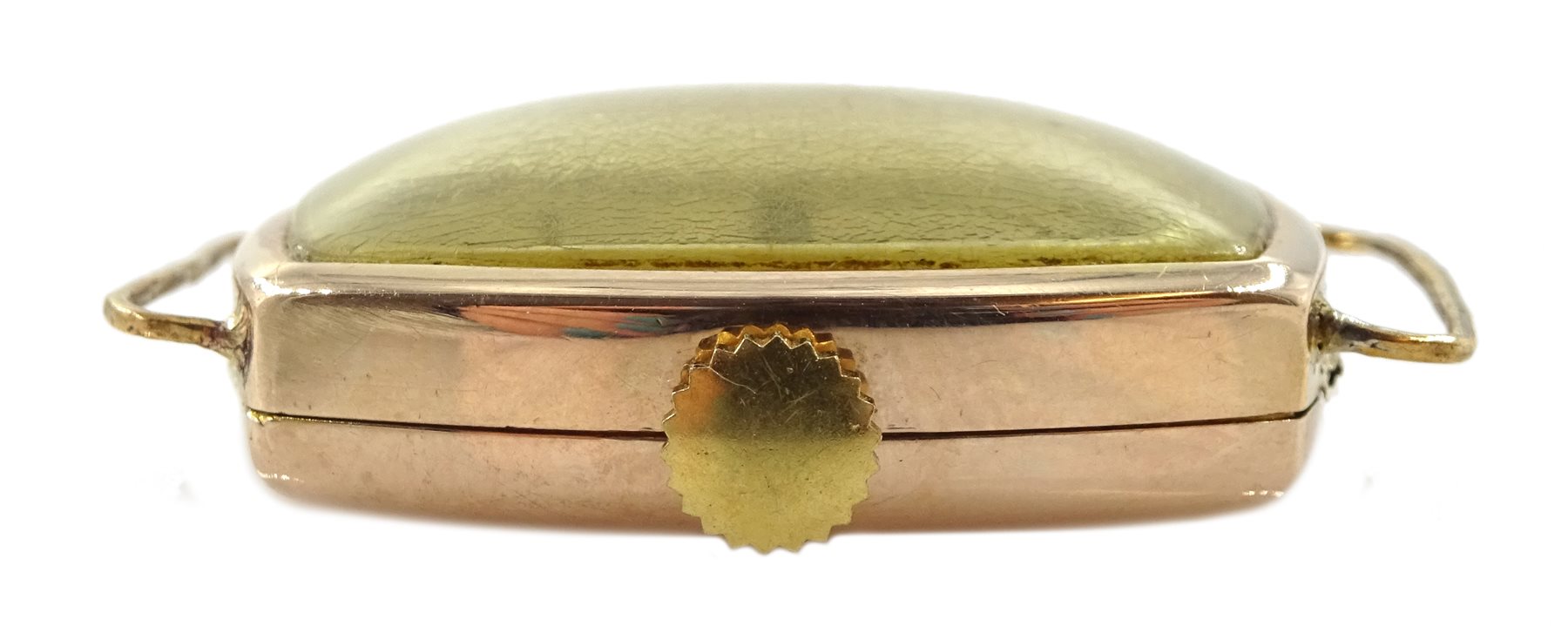 Rolco Rolex 9ct gold gentleman's rectangular wristwatch, Glasgow import marks 1928, Poinçon de Maître hammerhead, number 136, back case stamped 114279 915